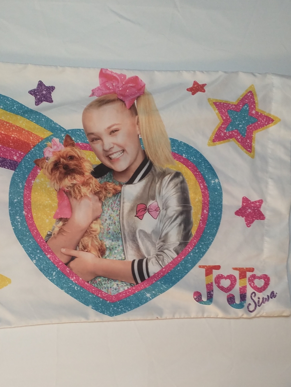 JoJo Siwa Pink Teal Rainbow Star Pillowcase